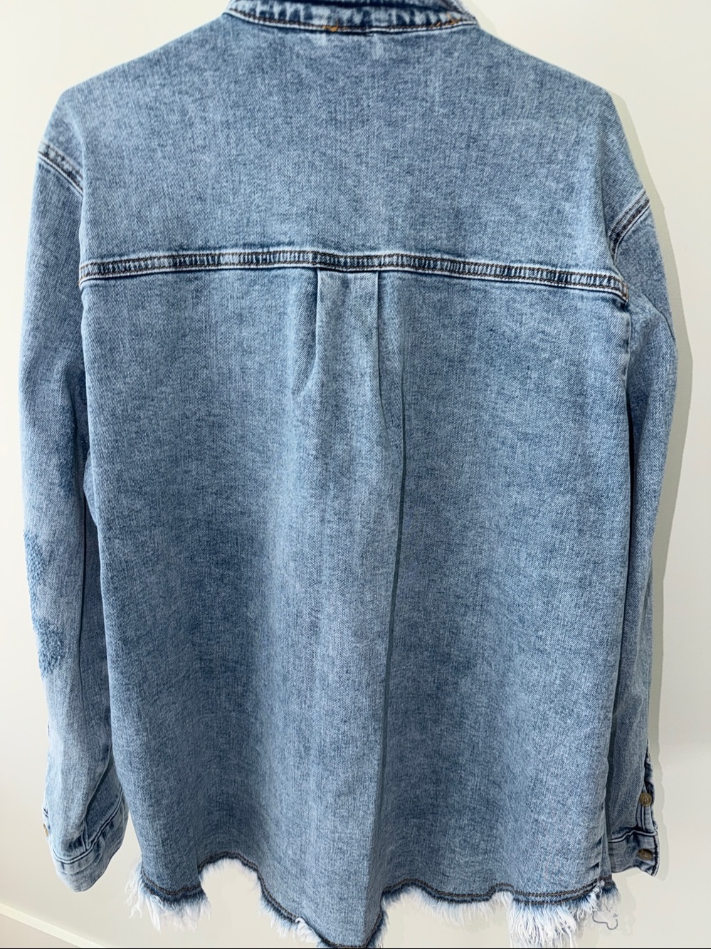 Anthropologie Pilcro Distressed Chambray Relaxed Fit Shirt Jacket - XL - Picture 9 of 9